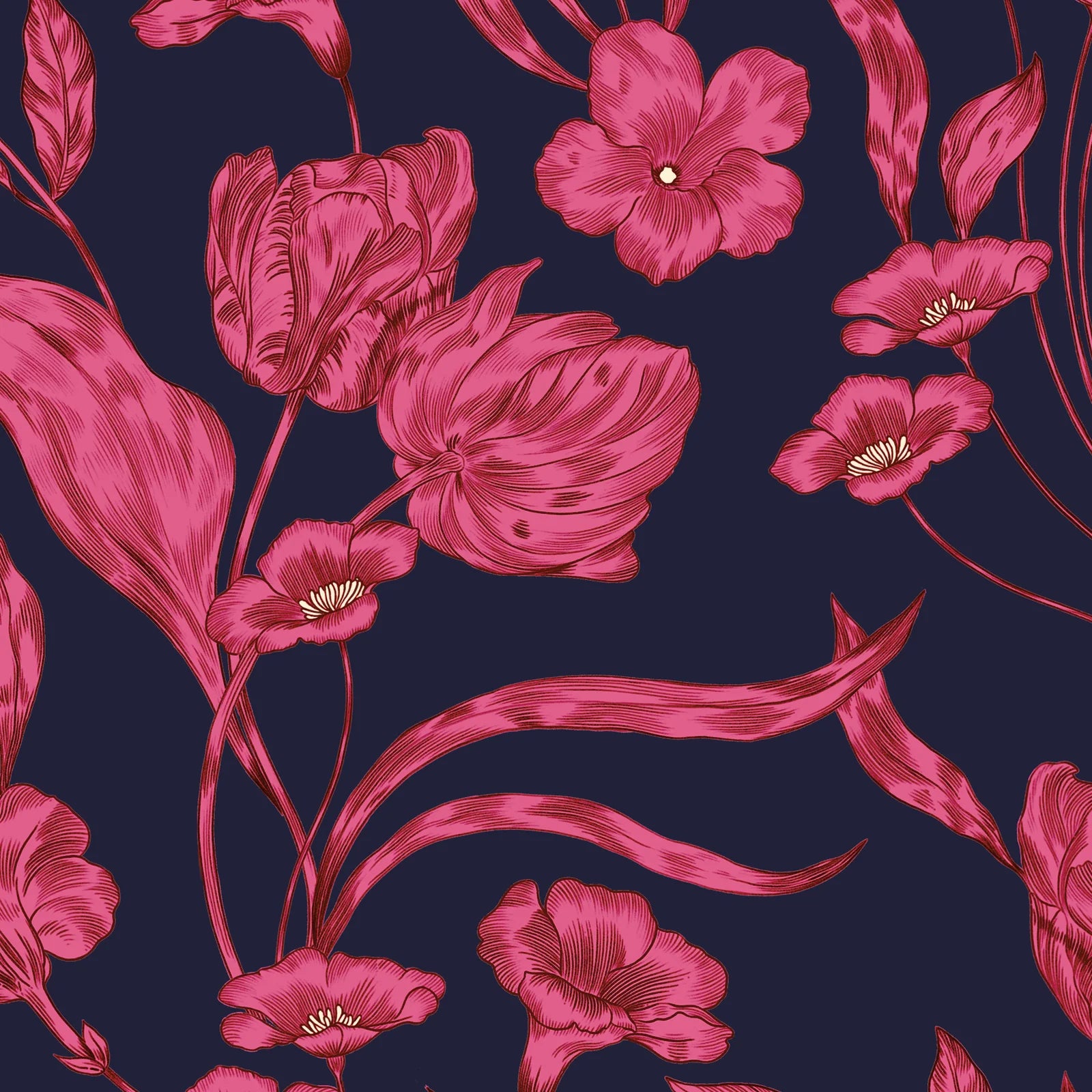 Kastel Long Sleeve Hot Pink French Tulips 1/4 Zip