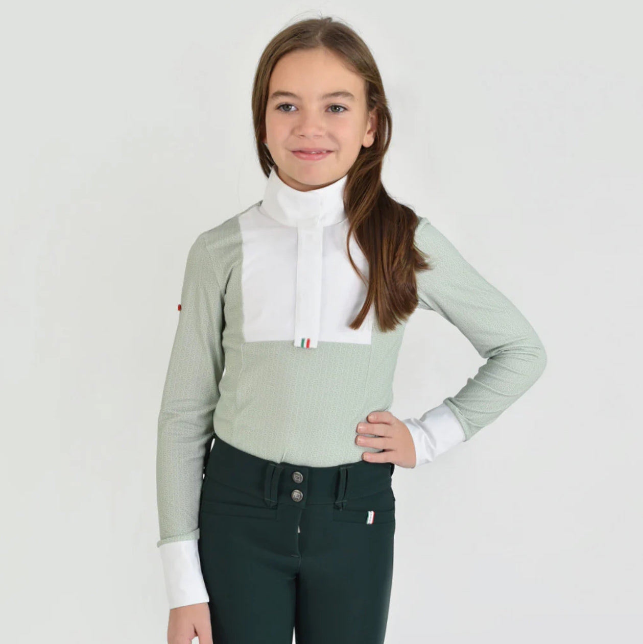 For Horses Ariella Long Sleeve Show Shirt Sage Bit