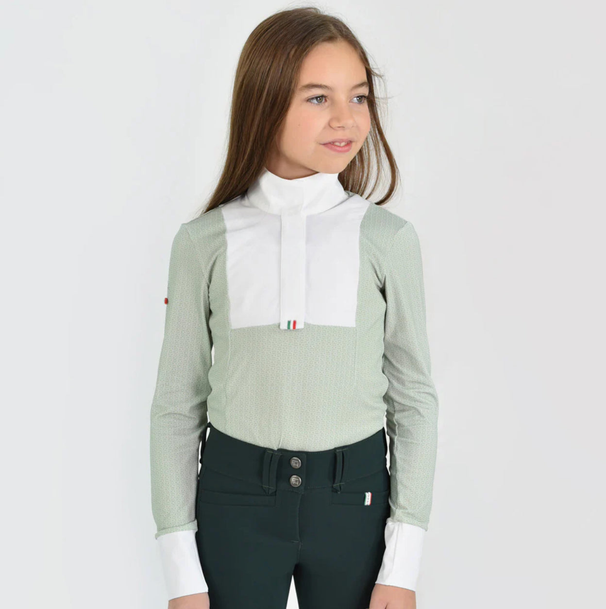 For Horses Ariella Long Sleeve Show Shirt Sage Bit