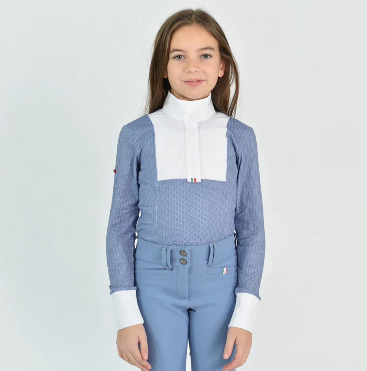 For Horses Ariella Long Sleeve Show Shirt Steel Blue Bit
