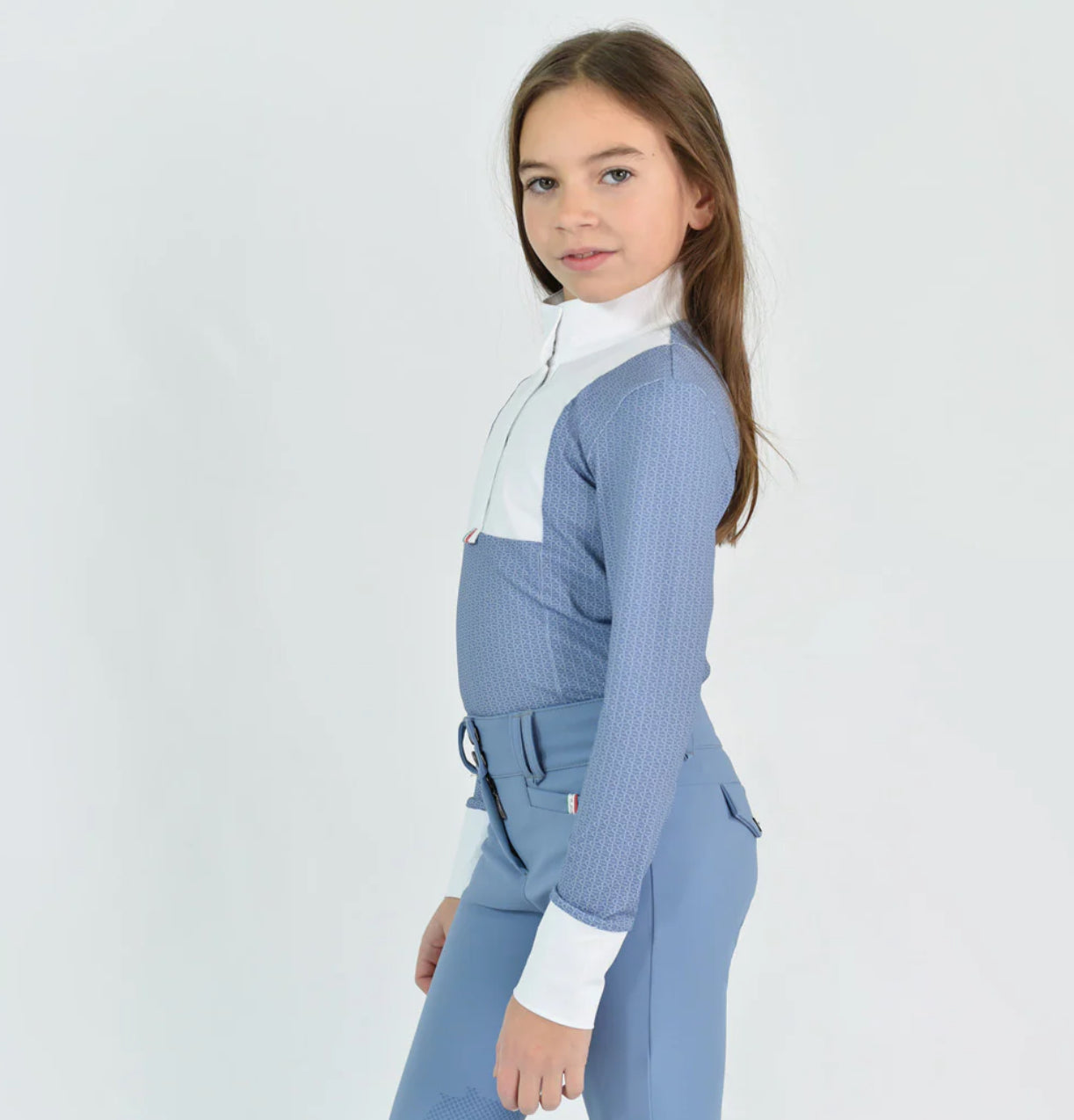 For Horses Ariella Long Sleeve Show Shirt Steel Blue Bit