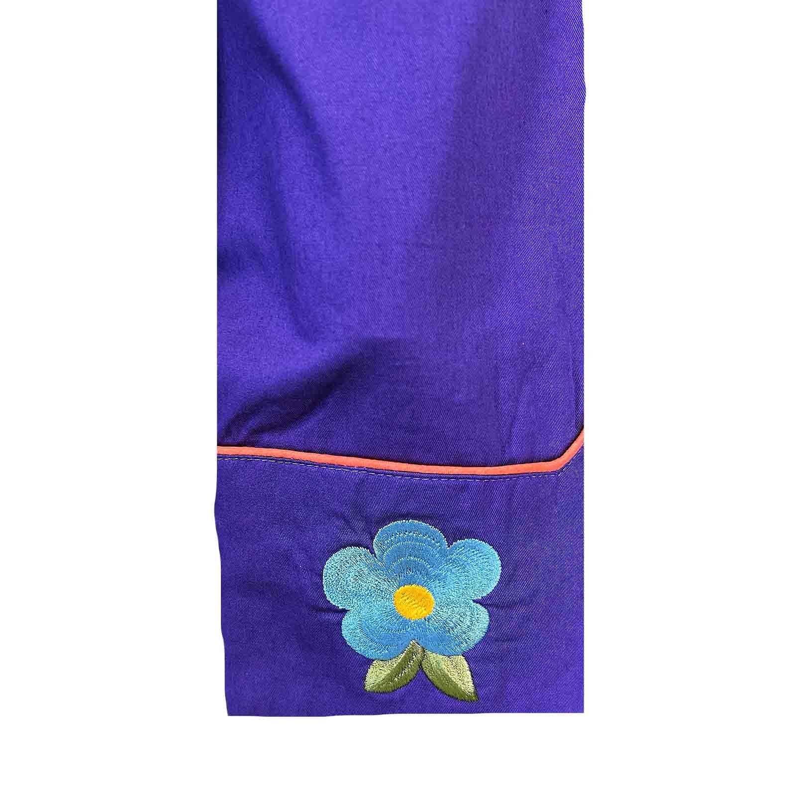 Rockmount Ranch Wear Women's Vintage Purple Floral Bouquet Embroidered Western Shirt