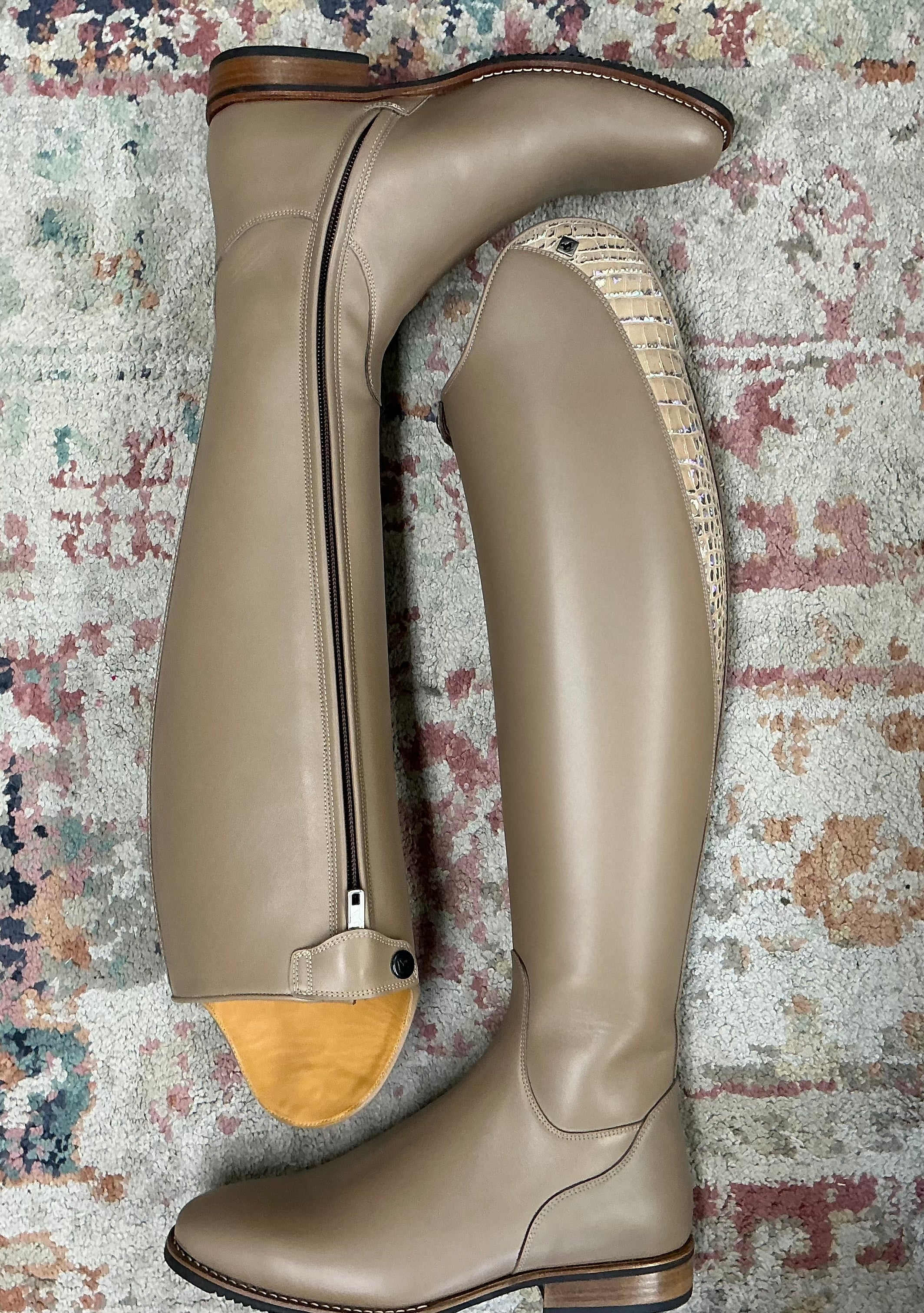 DeNiro Bellini Dressage Boot - Wrat Tortora with Crocodile Detail 40 MA M