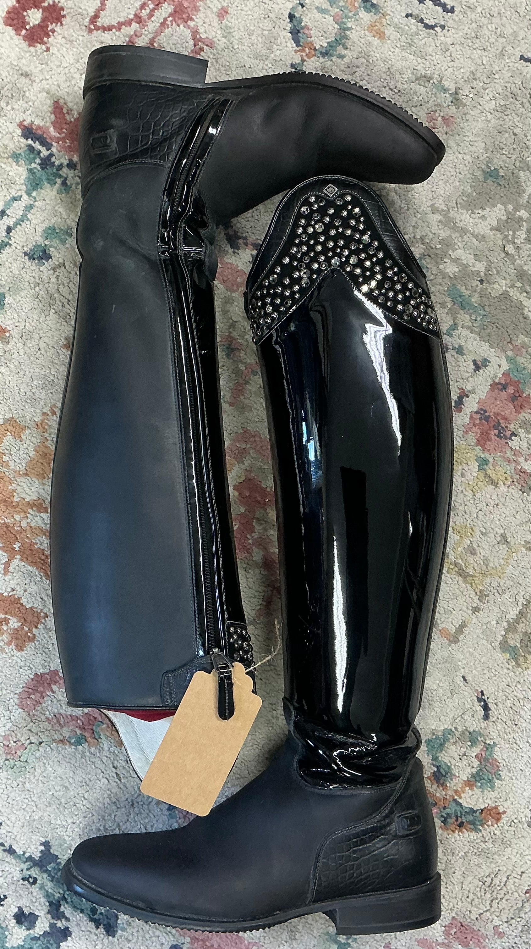 Used Custom DeNiro Dressage Boot with Crystals | 37.5 (44.5/35.3)