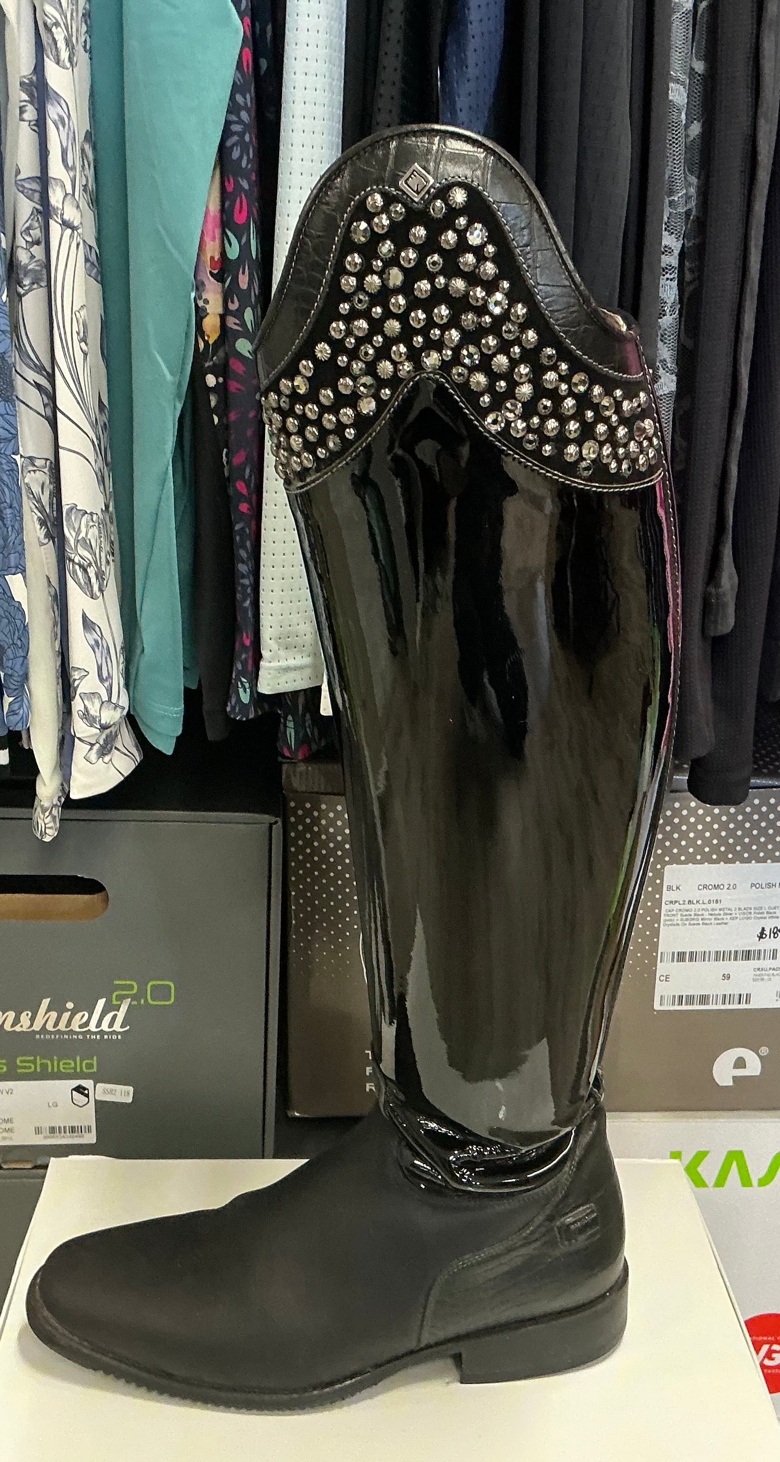 Used Custom DeNiro Dressage Boot with Crystals | 37.5 (44.5/35.3)
