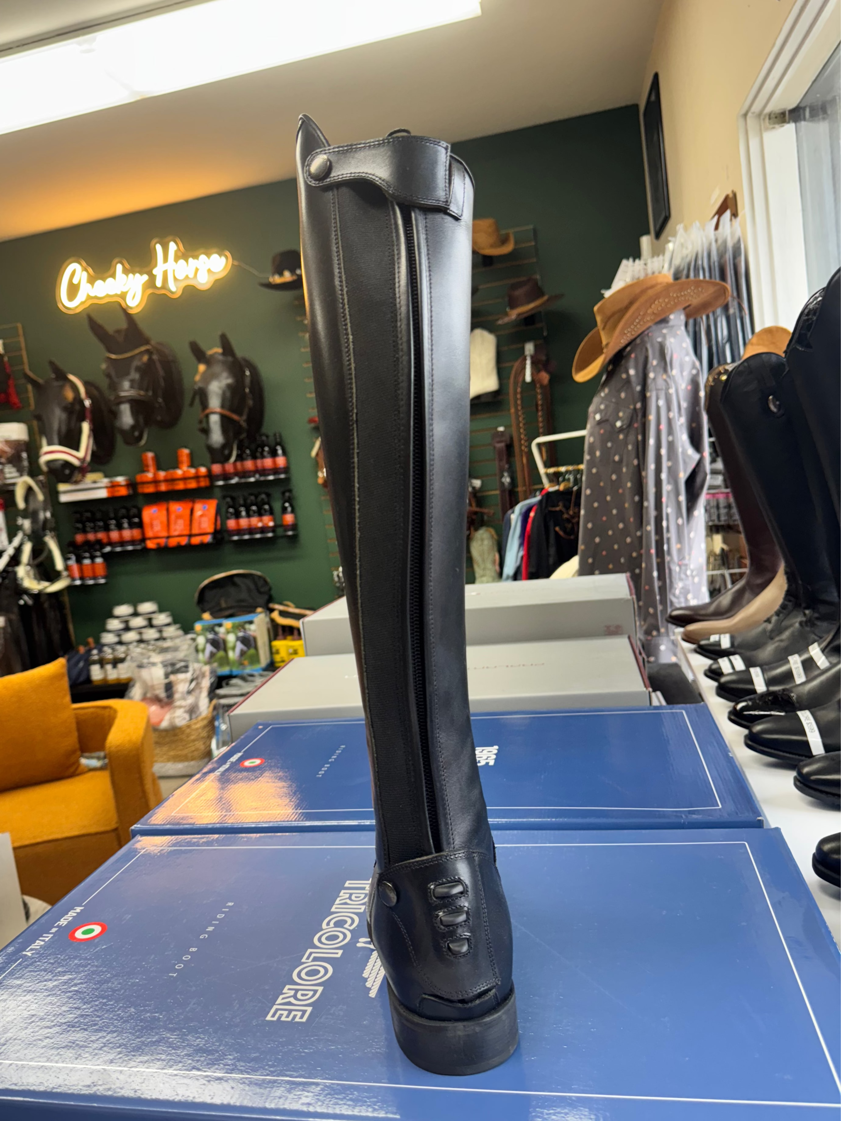Tricolore 1965 by DeNiro Italo Smooth Black Tall Boot