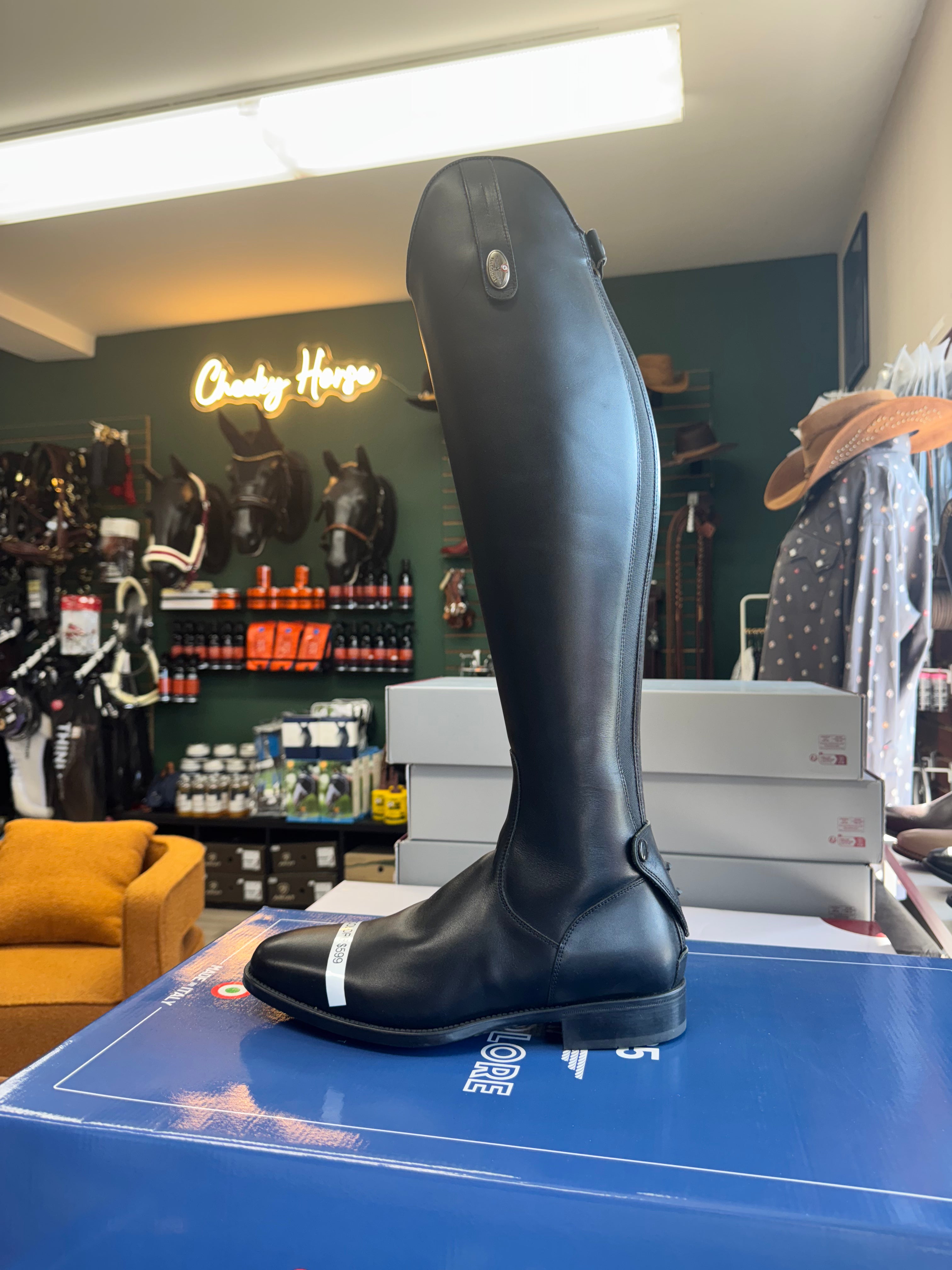 Tricolore 1965 by DeNiro Amabile Smooth Black Tall Boot