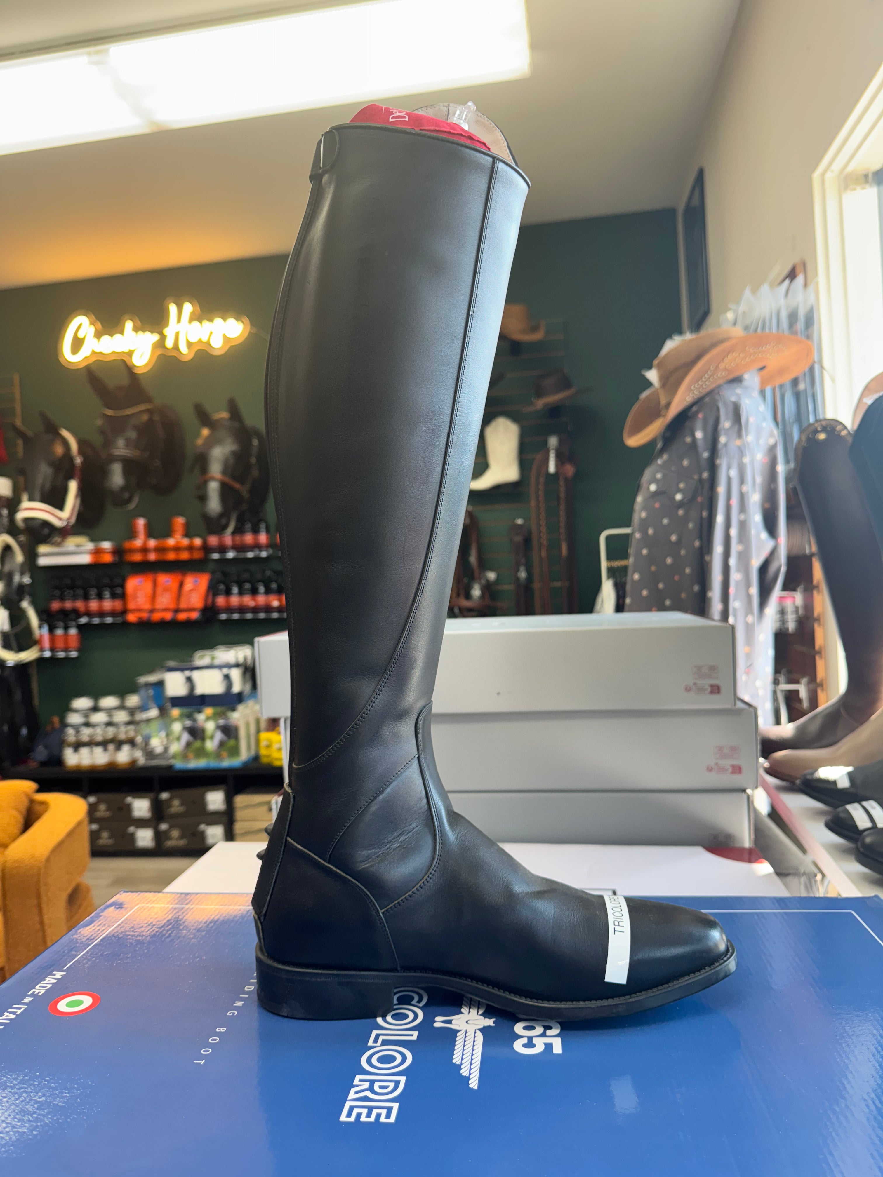 Tricolore 1965 by DeNiro Amabile Smooth Black Tall Boot