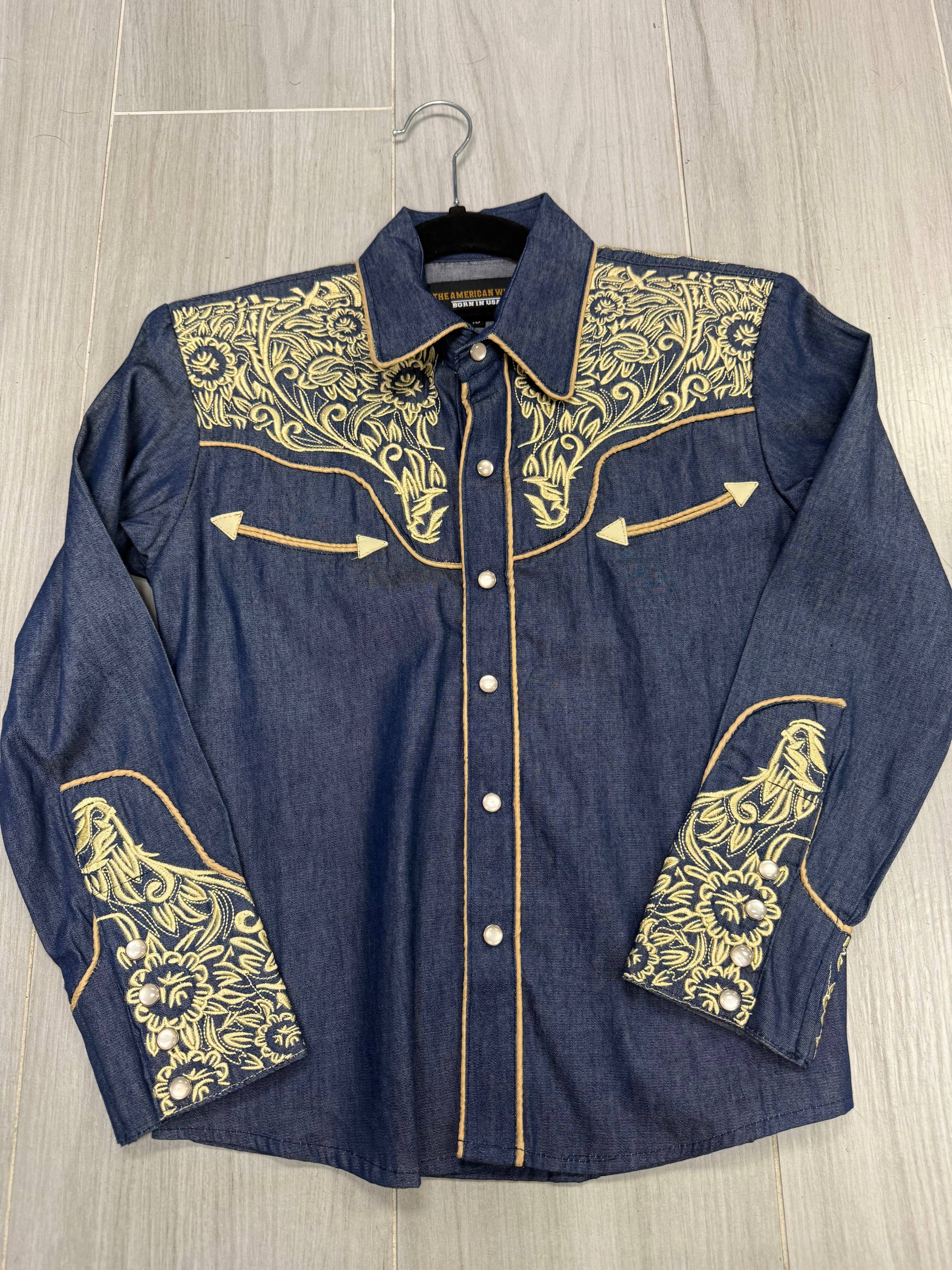 The American West Kids Denim Em B Gold Shirt