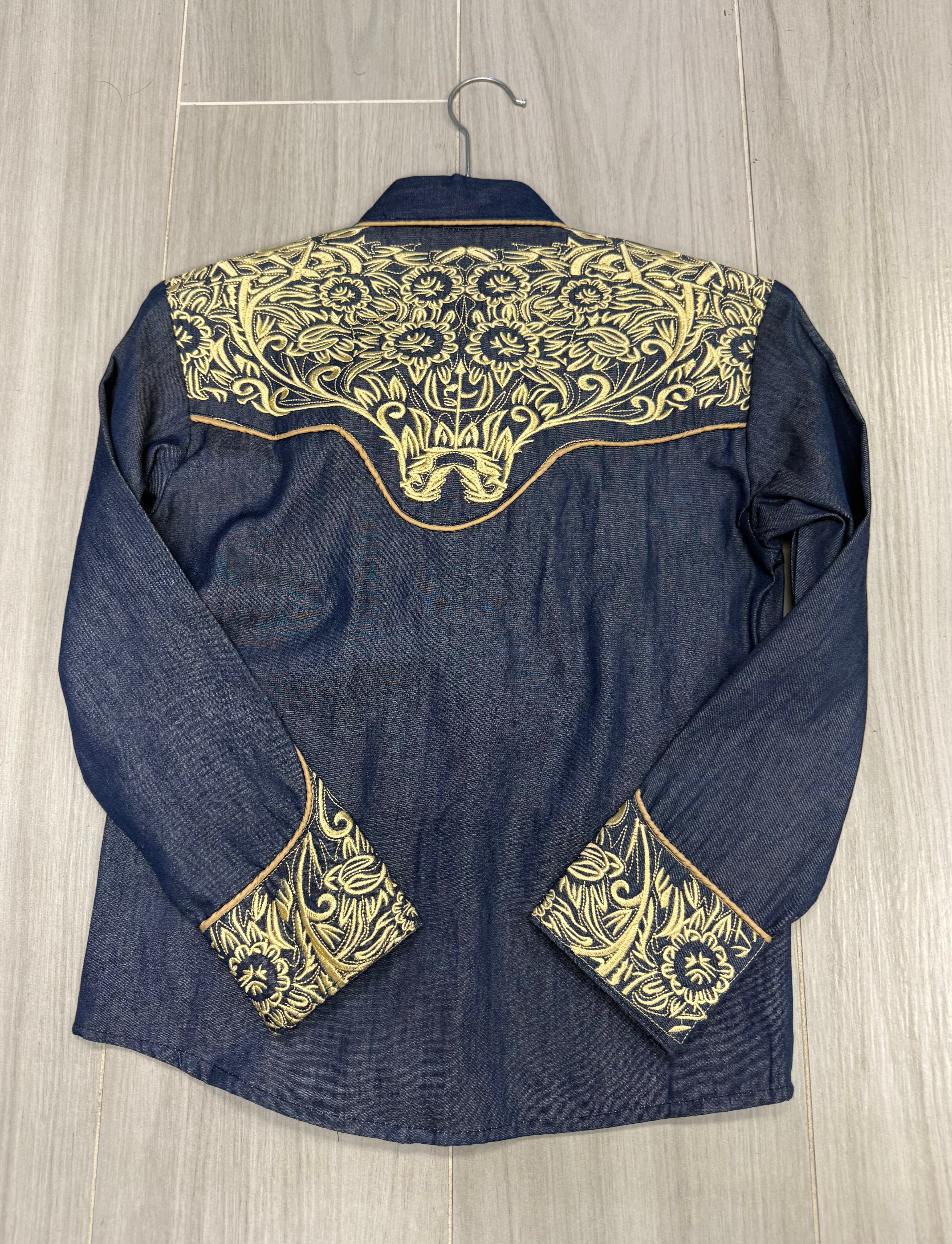 The American West Kids Denim Em B Gold Shirt