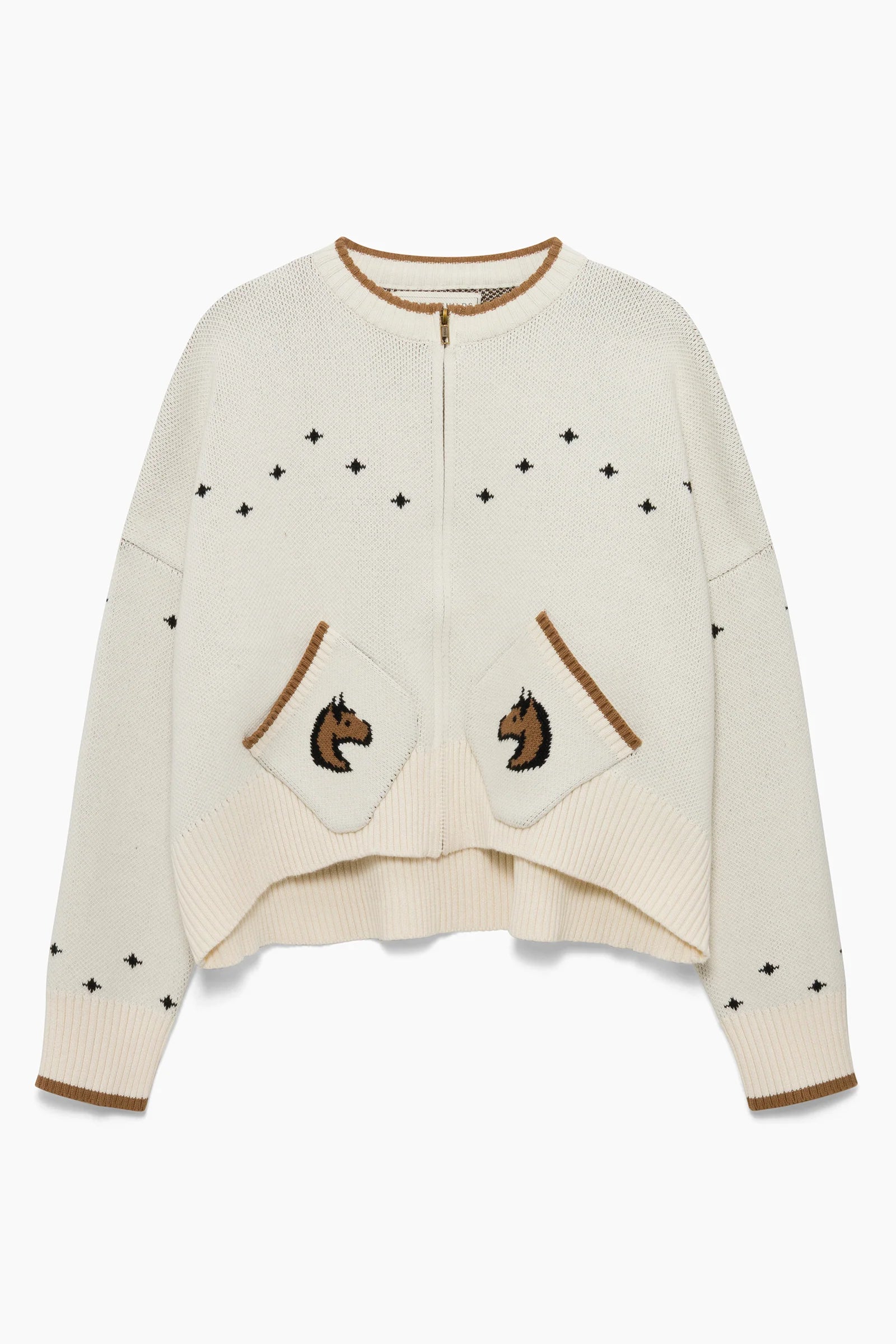 Hannah Childs Libby Zip Cardigan Biscotti