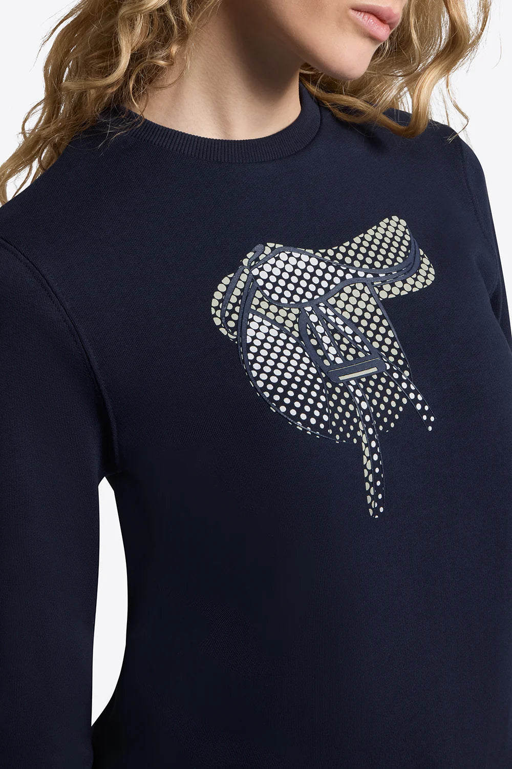 Rider's Gene Women's Crewneck Sweater w/print - Navy