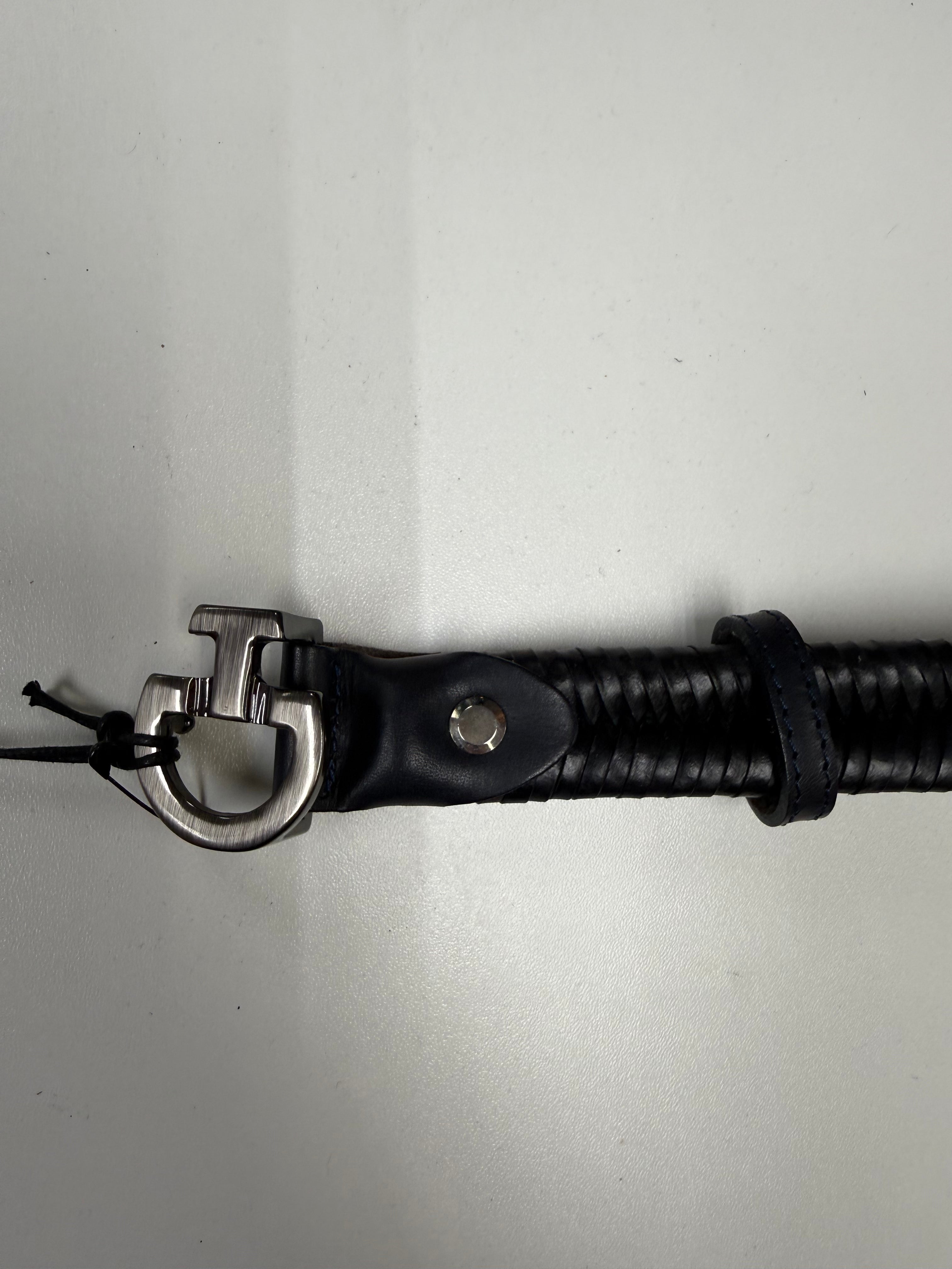 CT Womens Leather Belt Navy/Black M