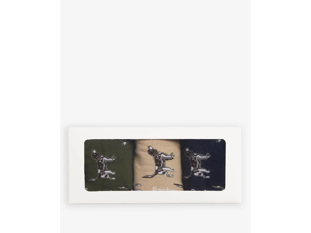 Barbour Pointer Dog Socks Gift Set Hunter Green