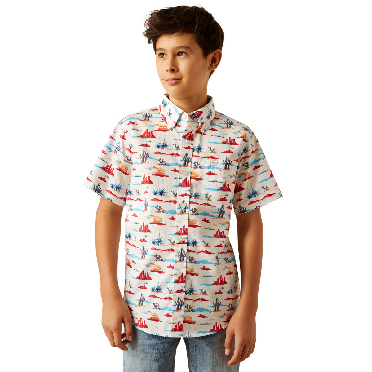 Ariat Boys Scout Short Sleeve Shirt White