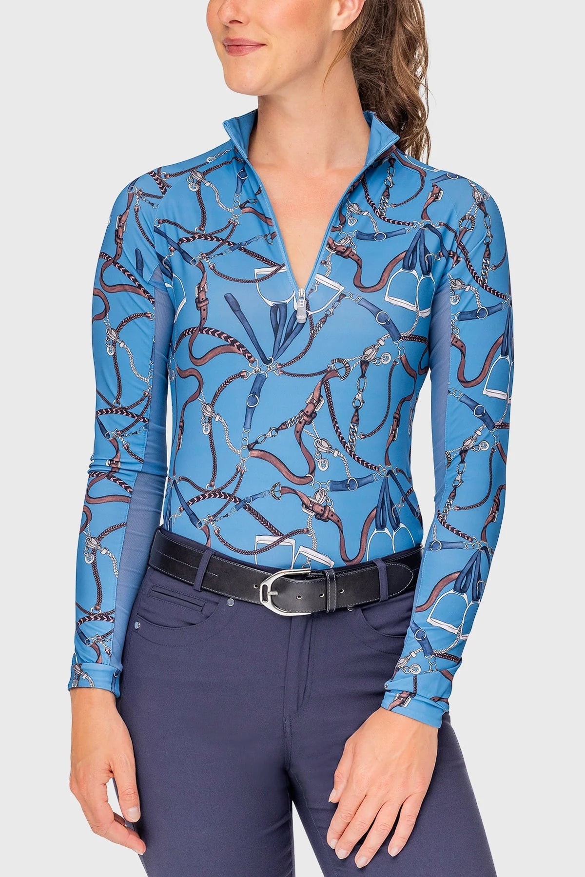 Kastel Tahoe Blue Belts Long Sleeve 1/4 Zip Sun Shirt