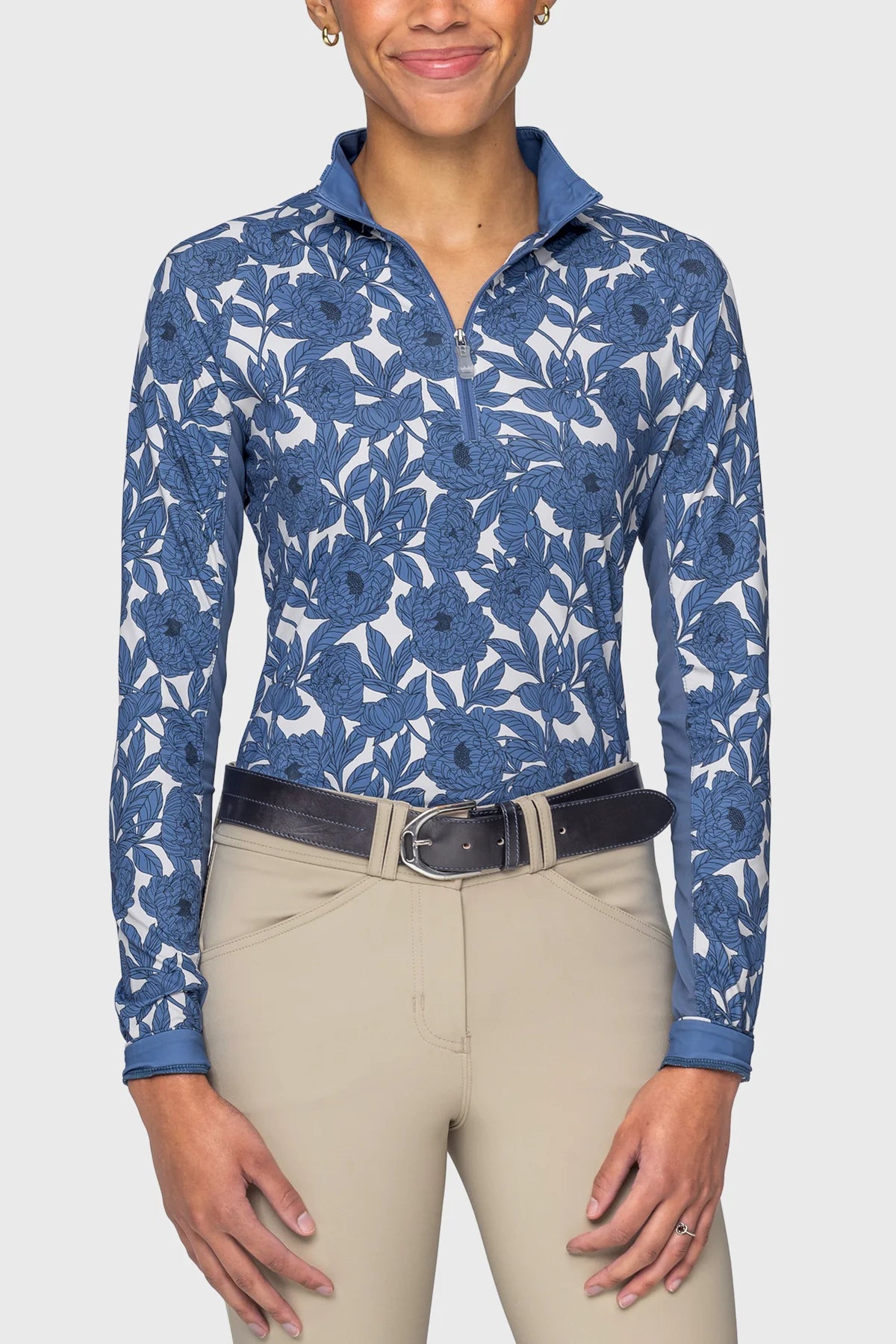 Kastel Long Sleeve Pacific Blue Wild Rose 1/4 Zip