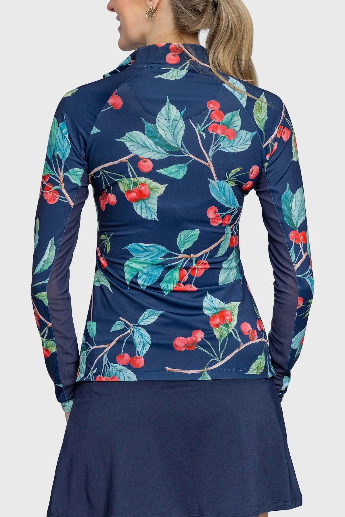 Kastel Navy Cherries Long Sleeve 1/4 Zip Sun Shirt