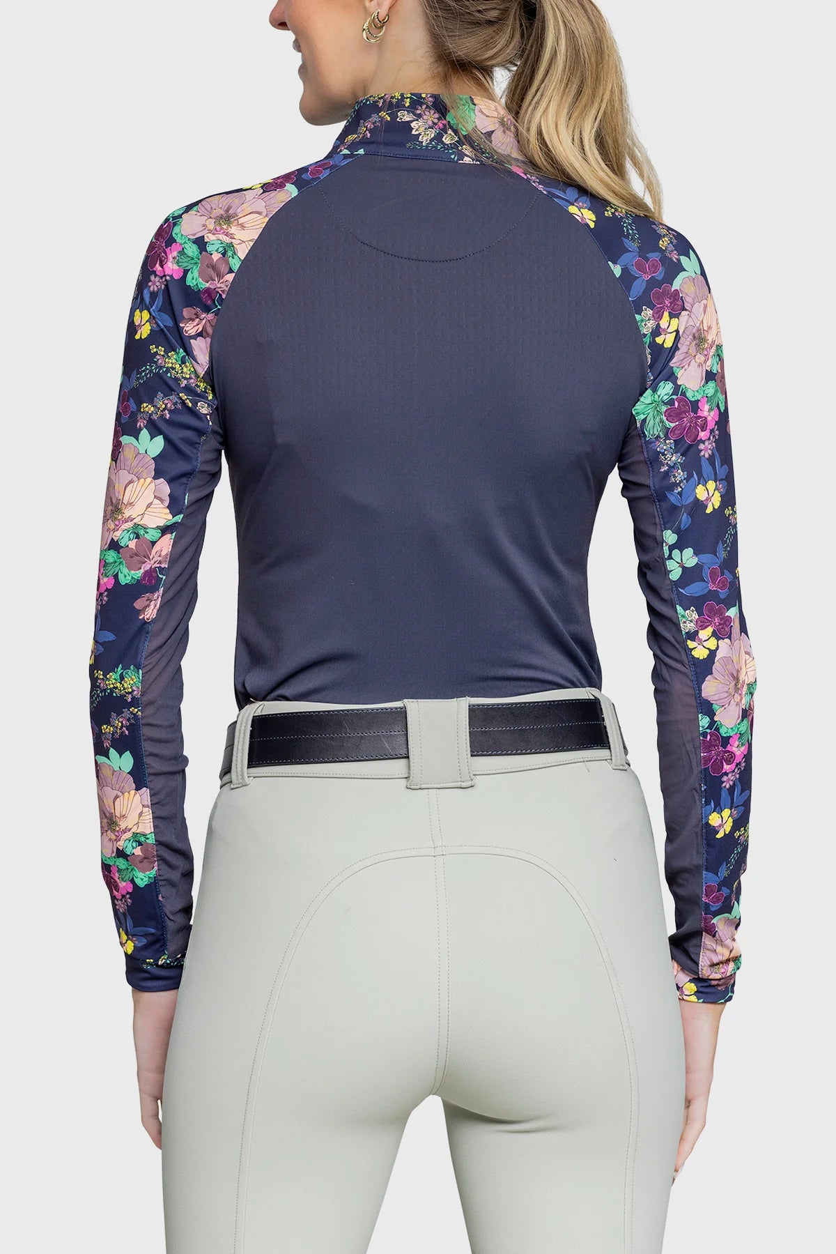 Kastel Navy Lush Garden Long Sleeve 1/4 Zip Raglan Shirt