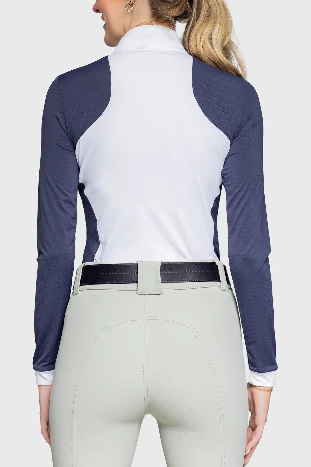 Kastel Navy & White Perforated Mesh Long Sleeve 1/4 Zip Show Shirt
