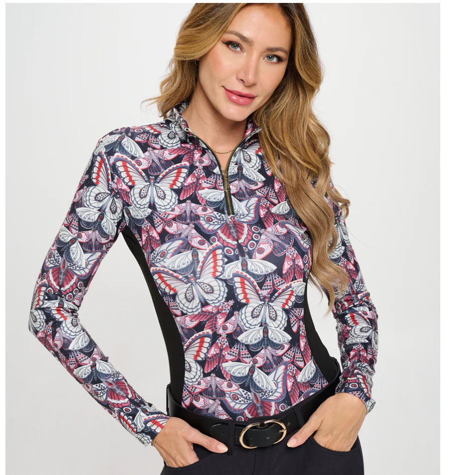 Dancing Equestrian Crimson Butterflies Shirt