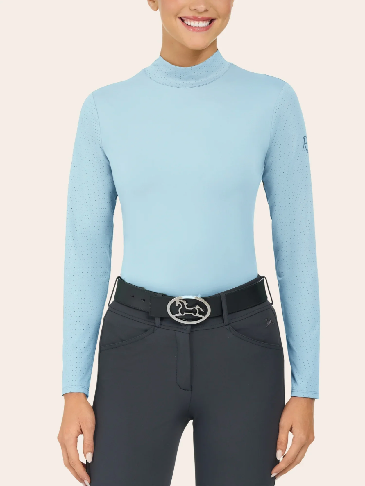 RJ Classics Jemma Mock Neck Long Sleeve Shirt - Summer Sky