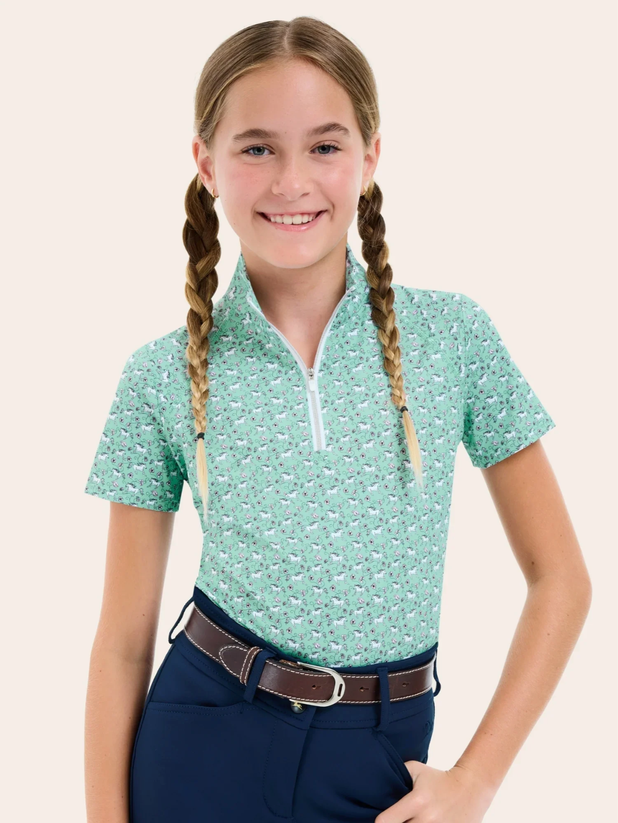 RJ Classics Lucy Jr. Short Sleeve 1/4 Zip Shirt - Flower Power