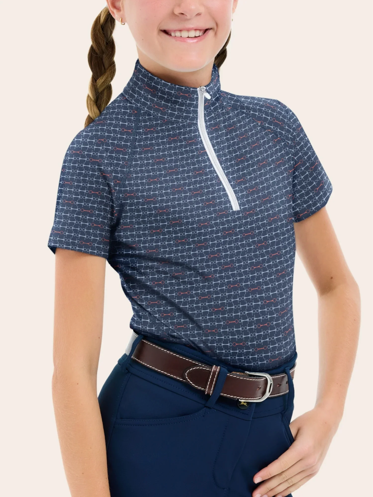 RJ Classics Lucy Jr. Short Sleeve 1/4 Zip Shirt - Summer Snaffle