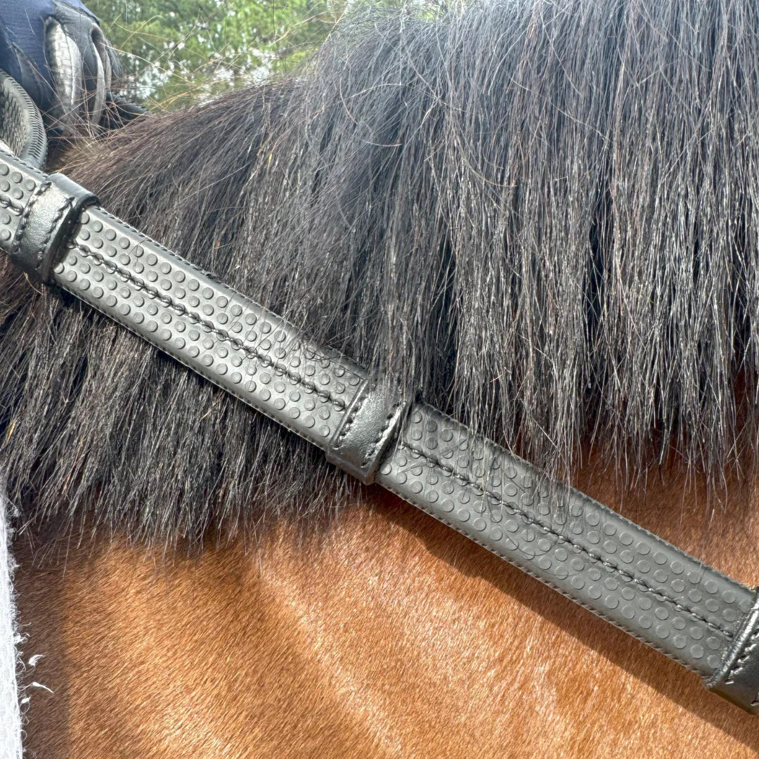 Correct Connect Super Grip Reins | Heavy Rubber Rein | 5" Hand Stops - Black