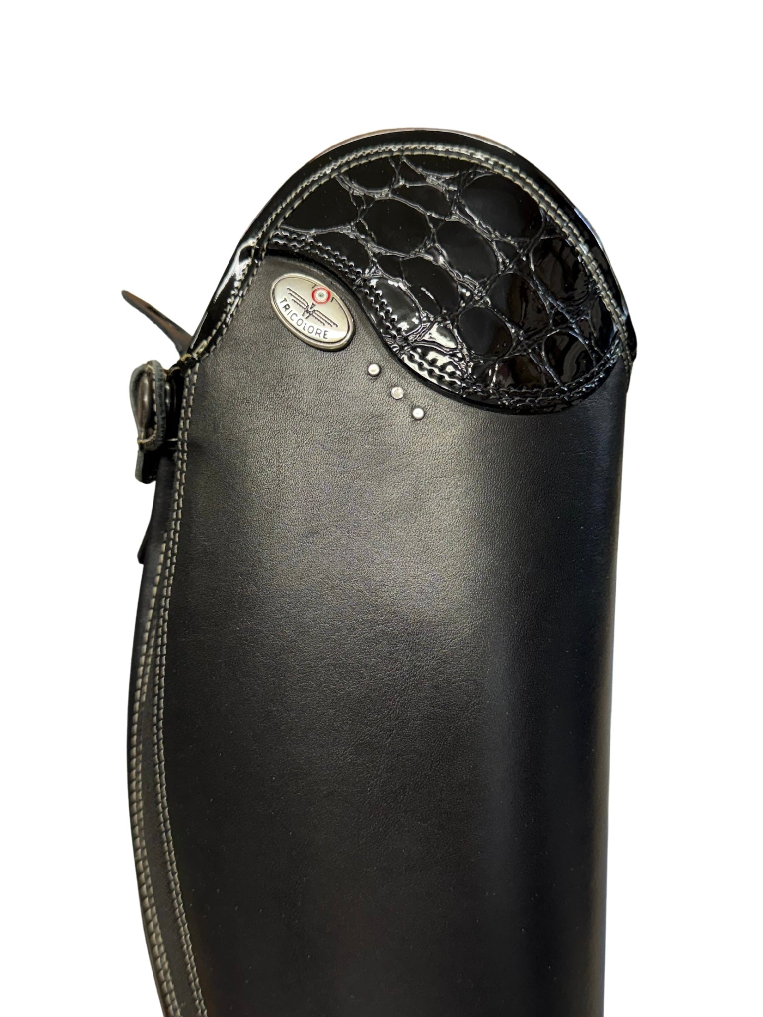 Tricolore by DeNiro Salentino Boot - Smooth Black, Lucido Black top & toe, Patent Black details