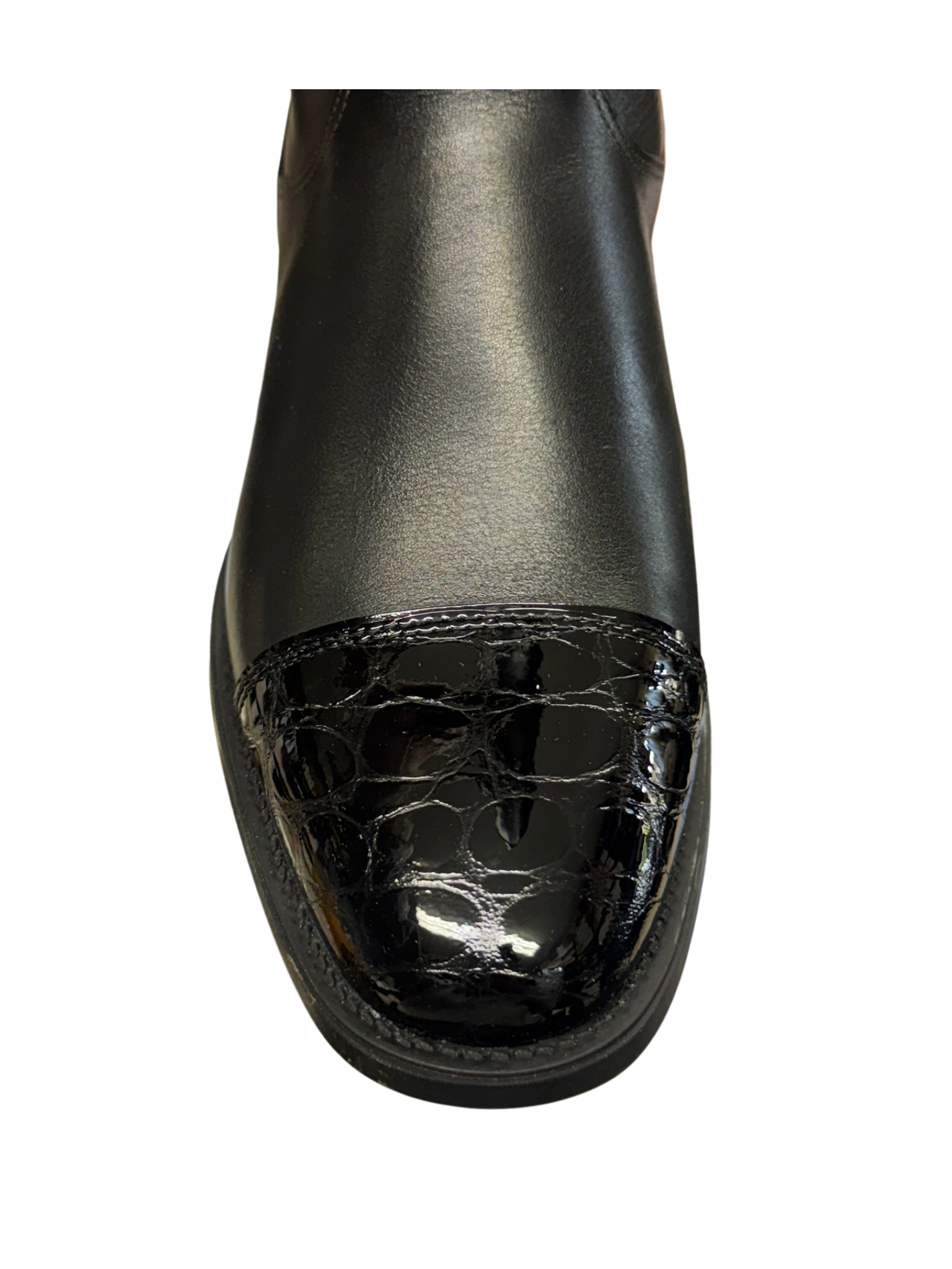 Tricolore by DeNiro Salentino Boot - Smooth Black, Lucido Black top & toe, Patent Black details