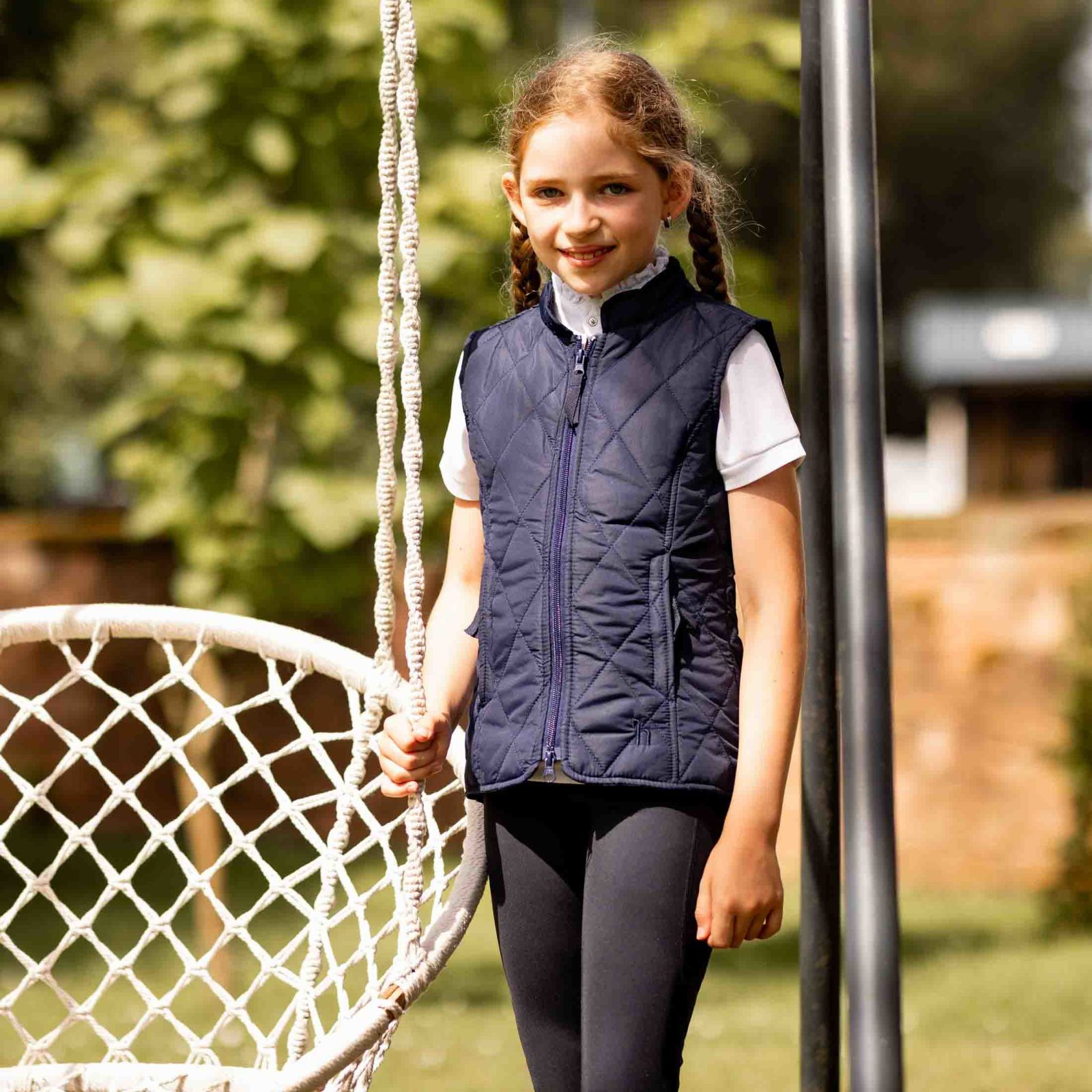 Horze Children's Classic Quilted Vest Peacoat Dark Blue