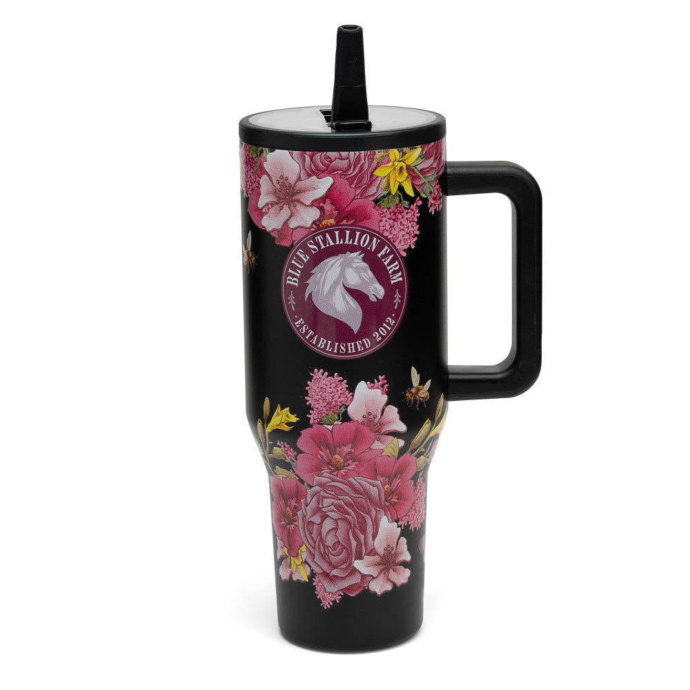 Black Floral Bouquet Tumbler 40oz