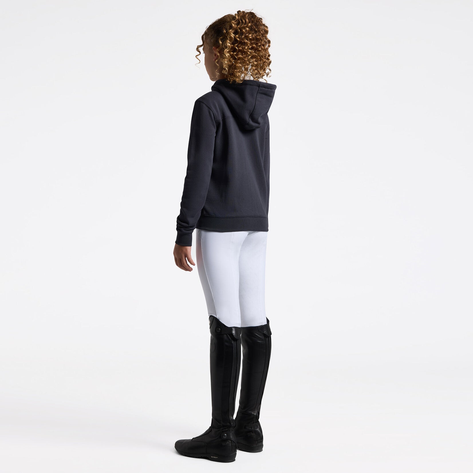 Cavalleria Toscana Girl's Hoodie with Zip and Floral Embroidery - Charcoal