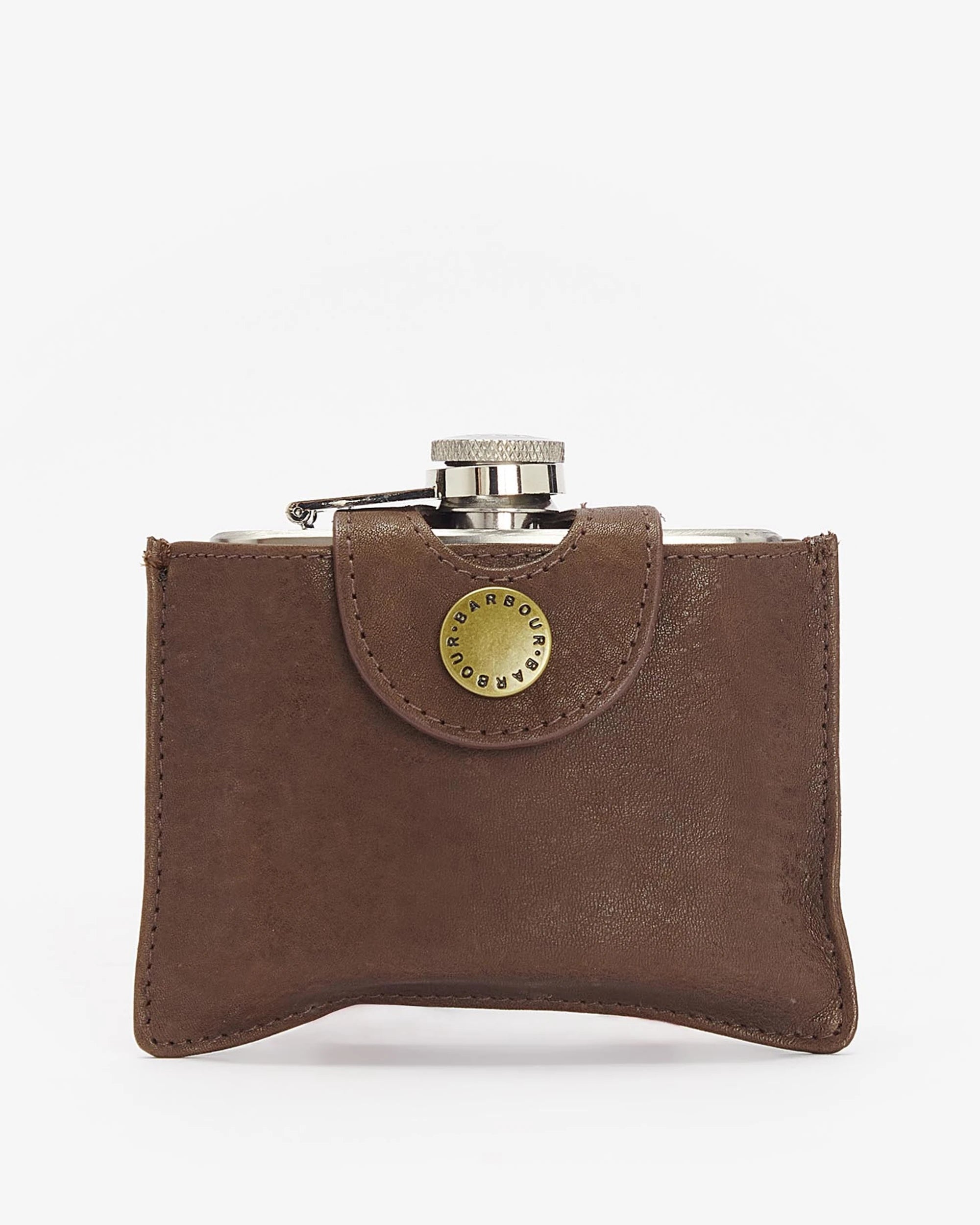 Barbour Hinged Hip Flask Brown