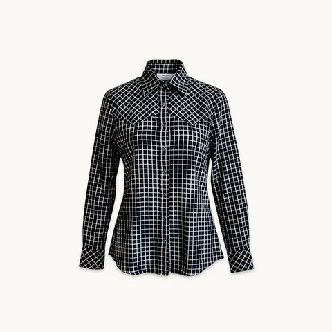 Milton Menasco Colt Western Shirt In Black Plaid Check