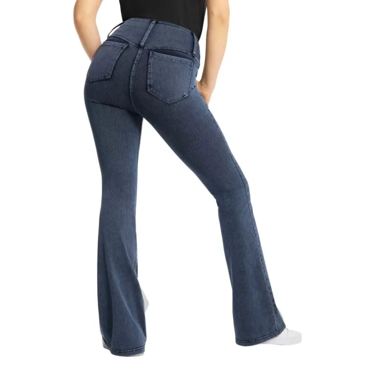 Horze Emery Womens Western Denim-Look Bootcut Tights - Denim Blue