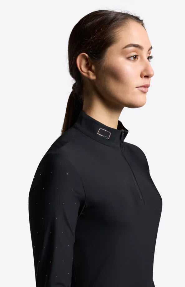 Rider's Gene L/S Jersey w/Strass Button Competition Shirt - Black