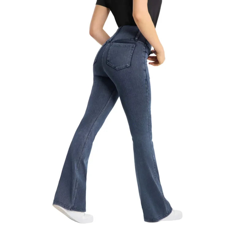 Horze Emery Womens Western Denim-Look Bootcut Tights - Denim Blue